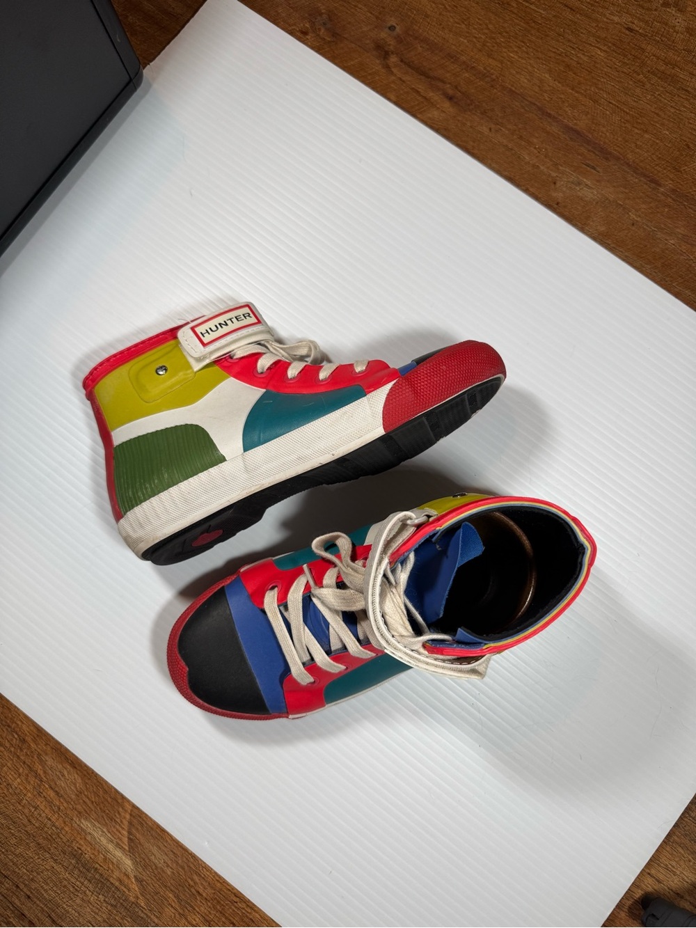 Hunter Patchwork Hi-Top Sneakers in 8.5 US / UK 6 Women’s - Picture 2 of 9